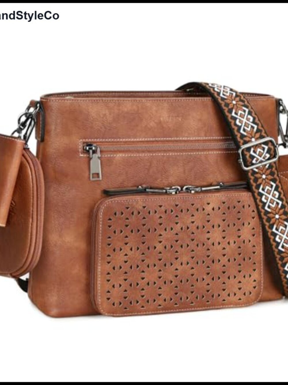 PU Leather Crossbody Bag with RFID Wallet & Key Holder Multi Pocket